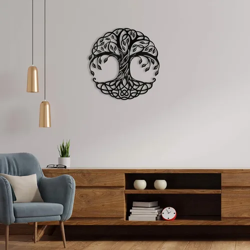 Miniatura 3 de Seem Arte de pared de metal, árbol de la vida, decoración de pared de metal de 24 x 24 pulgadas, decoración de pared de árbol de metal y decoración