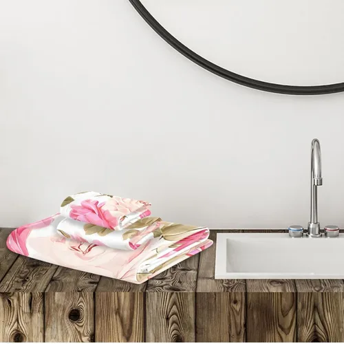 Miniatura 8 de susiyo Juego de toallas de baño de 3 piezas, suaves y altamente absorbentes, hermosas toallas de baño florales rosas rosas toallas de baño, toallas