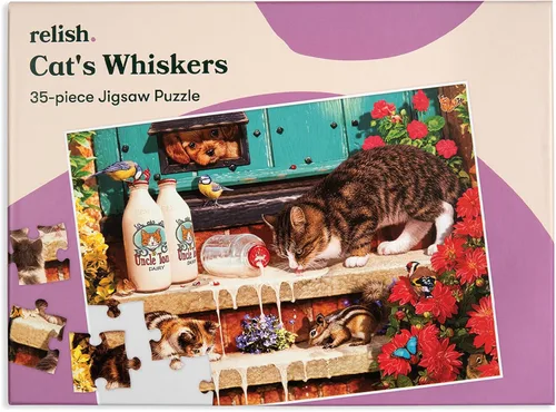Relish Rompecabezas de piezas grandes para personas mayores, rompecabezas de bigotes de gato de 35 piezas, productos de demencia para ancianos