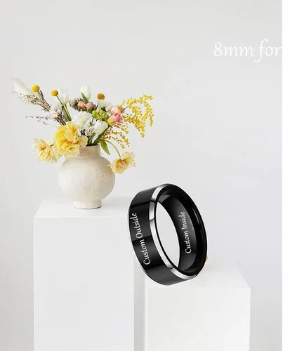 Miniatura 14 de Anillos a juego personalizados para parejas, anillos de promesa de acero inoxidable para parejas, juego con 2 anillos grabados dentro y fuera