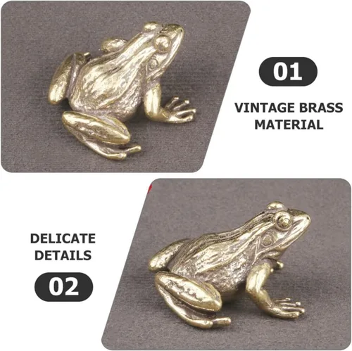 Miniatura 8 de HOMSFOU Figuras de animales de latón, figuras de Feng Shui, rana de Vinatge, figuras de Feng Shui, decoración de mesa de rana, decoración de rana