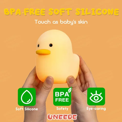 Miniatura 2 de UNEEDE Luz Nocturna LED Benson, Linda Luz Nocturna de Animal Pato de Silicona para Guardería Lámpara de Mesa Recargable Lámpara de Mesita de Noche