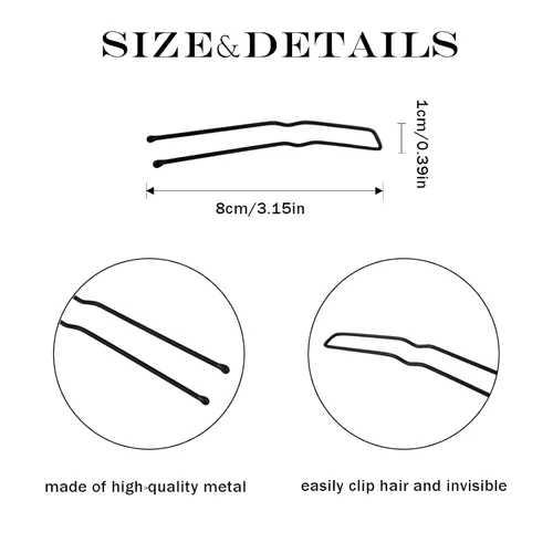 Miniatura 2 de 30 horquillas para el cabello en forma de U, de metal, bobby, ballet, para mujeres y niñas, peluquería, tenedores gruesos y delgados para el cabello
