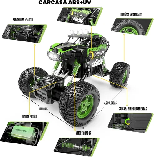 Miniatura 6 de CROBOLL Autos RC grandes 1:12 para niños con función de elevación mejorada, auto de control remoto 4WD de 2.4 GHz, juguete de regalo, camión Verde