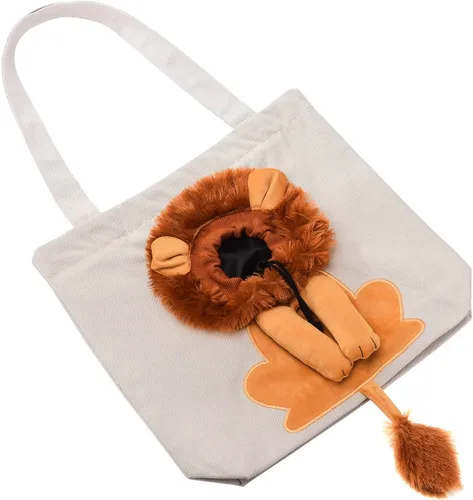 Miniatura 7 de Bolsa de hombro de lona para mascotas, lindo transportador de perros pequeños en forma de león, bolsa portátil para mascotas para perros y gatos