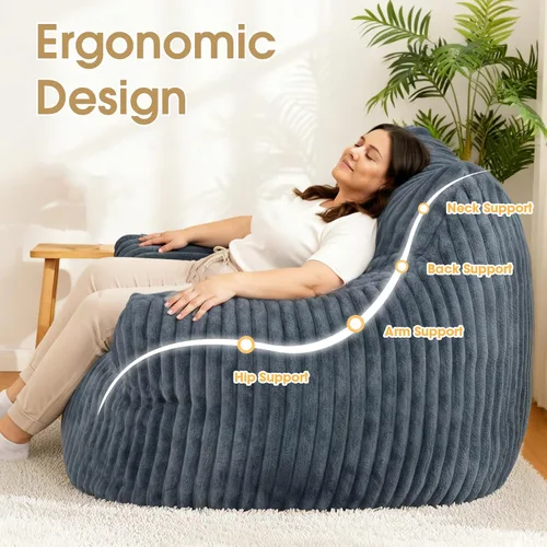 Miniatura 4 de Puf gigante, cómodo sofá puff de felpa de gran tamaño para adultos y niños con reposabrazos, mini sofá de espuma viscoelástica para sala de estar