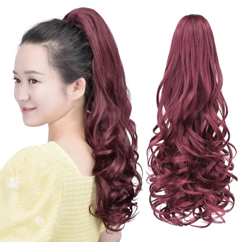 Miniatura 34 de Extensión de cola de caballo negra con clip de garra, ondulada, 10 pulgadas, 3.5 onzas, sintético, como verdaderos, postizos, para mujer, Yaki