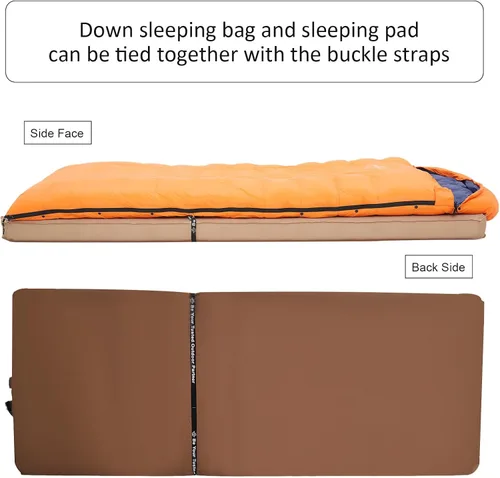 Miniatura 6 de 0 20 Degrees F Down Sleeping Bag for Adults,4 Season Rectangle Down Sleeping Bag for Camping Hiking Naranja/Cremallera Derecha