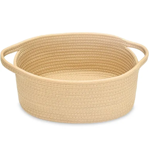 Miniatura 12 de ABenkle Cesta Pequeña con Asas - Contenedor de Almacenamiento Tejido de Cuerda Decorativo Duradero Cubo Organizador de Estante, Cesta de Regalo