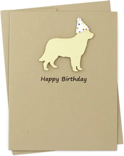 Miniatura 5 de Tarjeta de cumpleaños de pastor australiano negro Tarjeta de felicitación para mascotas con tema de perro australiano negro Sombrero de fiesta