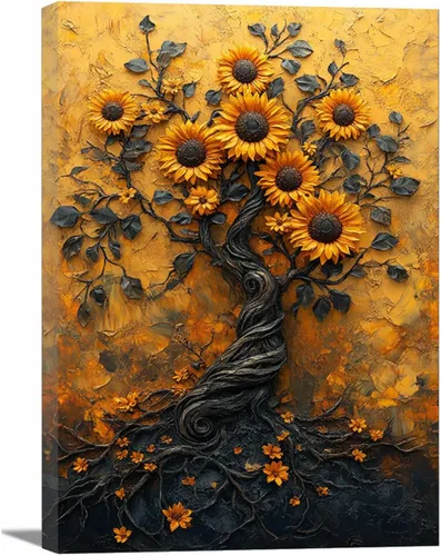 VOCBAN Tree of Life Canvas Wall Art Painting Poster Nature Print Canvas Wall Art Print Artwork Living Room Bedroom Office Hallway Picture(black