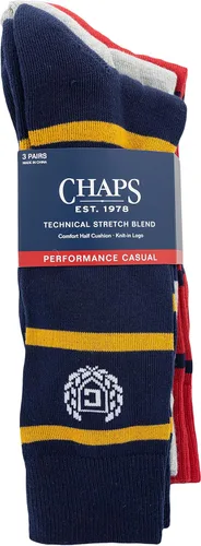 Miniatura 3 de Chaps Men's Casual Fashion Cushioned Crew Socks-3 Pair Pack-Classic Designs with Stretch Blend