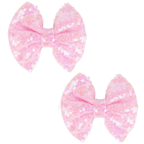 Miniatura 10 de Love Fairy - Horquilla con lazo con brillantina, una pinza para el cabello con lazo de lentejuelas brillantes, 5 pulgadas, perfecta para niñas, Negro