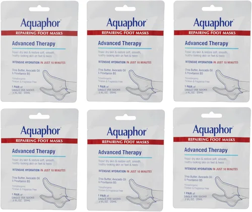 Aquaphor Mascarillas reparadoras para pies, calcetines hidratantes para pies secos, tratamiento hidratante para el cuidado de los pies con aceite de