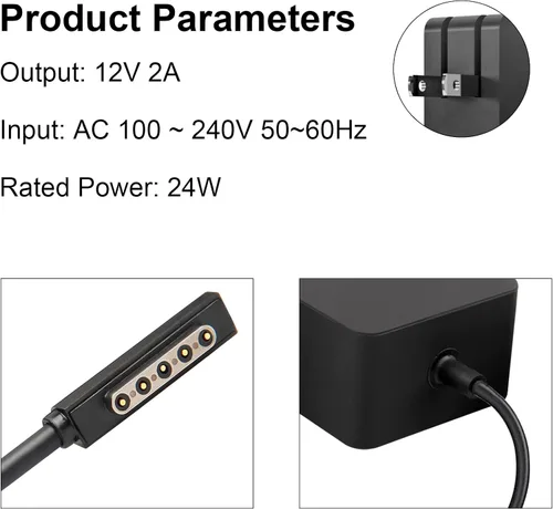 Miniatura 3 de Cargador adaptador de CA de fuente de alimentación de tableta de 24 W para Microsoft Surface RT, Surface 2, Surface Pro 1, Surface 1512 1516 i5 i7