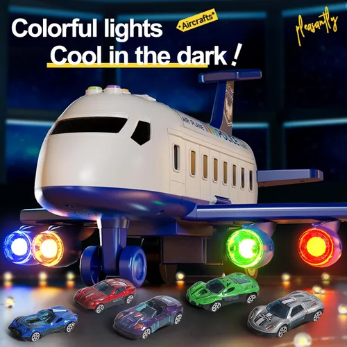Miniatura 4 de Juguete de Avión Pista de Carreras para Niños, Plegable de 4 Capas Juego de Pista de Coche para Niños Pequeños, Avión de Juguete Transportador