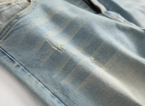 Miniatura 3 de LONGBIDA - Jeans para hombre, de tiro ajustado, con roto y desgastados
