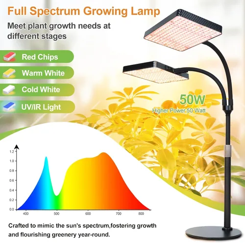 Miniatura 3 de Luces de cultivo de mesa de 25 vatios para plantas de interior, inicio de semillas, bonsái, 2500 lúmenes lo suficientemente brillantes como un