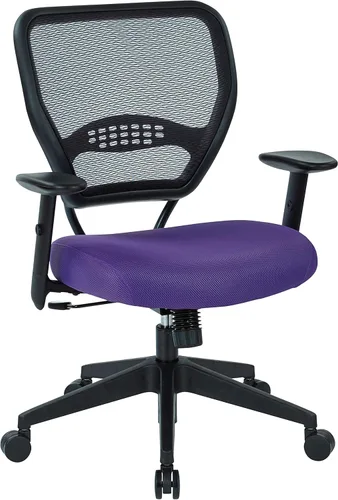 Miniatura 14 de Space Seating Serie 55 - Silla de escritorio de oficina ajustable con soporte lumbar integrado, malla negra