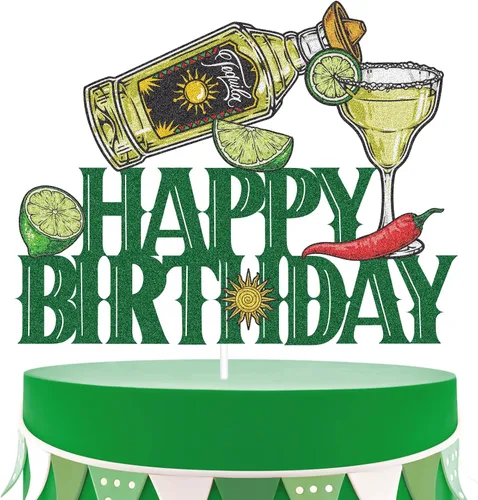 Decoración para tartas de fiesta de cumpleaños de tequila – Suministros de fiesta de Cinco de Mayo para hombres – Taco Bout A Party Cocktail