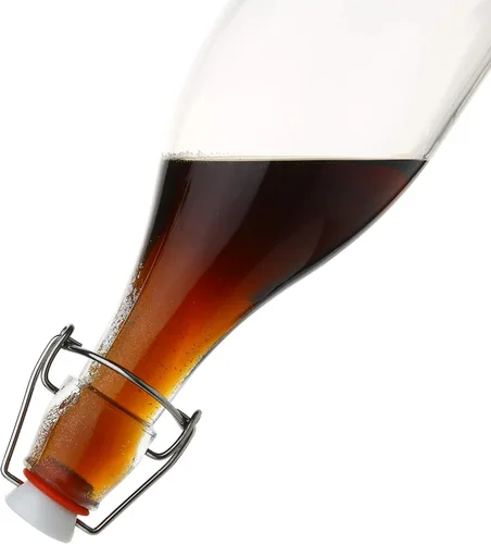 Miniatura 7 de AYL Botella de vidrio abatible [1 litro / 33 onzas líquidas] [Paquete de 4] – Botella de cerveza oscilante con tapón para bebidas, aceite, vinagre