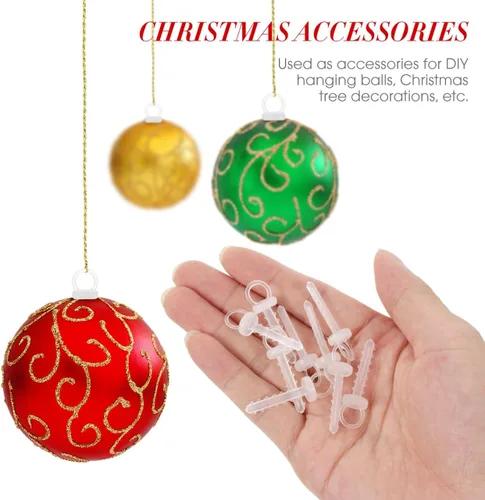 Miniatura 2 de Angoily Tapas de adorno de Navidad, 100 piezas de repuesto para adornos de Navidad, accesorios de bolas para colgar creativamente con soporte