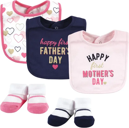 Miniatura 70 de Hudson Baby Conjunto de babero y calcetines unisex de algodón para bebé