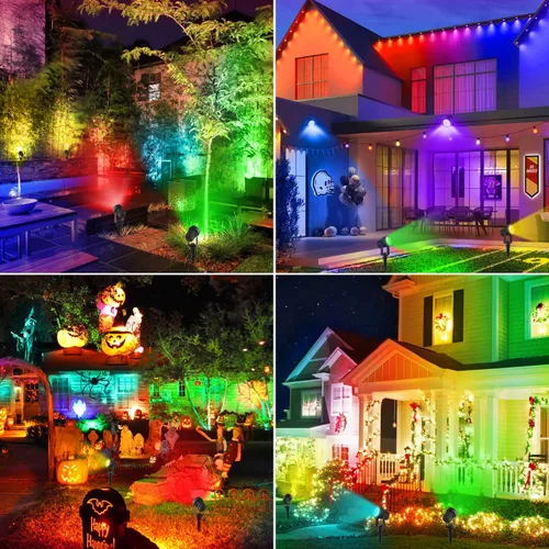 Miniatura 4 de Focos solares impermeables para exteriores, focos de paisaje RGB, iluminación solar decorativa de Navidad para jardín, patio, camino, césped