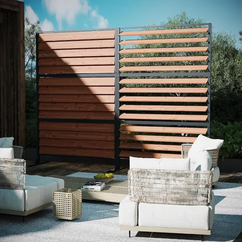 Miniatura 12 de Modern Shade - Pantalla de valla de privacidad de madera de 5' x 3' (1 panel) de madera natural, panel de valla de privacidad al aire libre