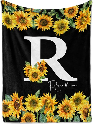 Miniatura 10 de Jekeno Regalos de girasol para mujeres, mamá, manta personalizada con girasol, manta personalizada con nombre, manta de franela personalizada