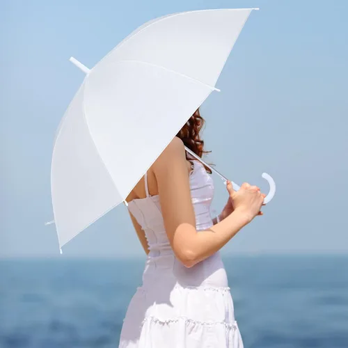 Miniatura 7 de Fabbay 6 Pcs Wedding Umbrellas Wedding Style Stick Umbrellas with J Hook Handle Large Canopy Umbrella Auto Open Windproof Stick Umbrellas for Adults