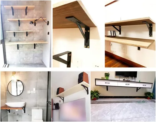 Miniatura 7 de Soportes flotantes de metal para estante de pared de hierro triangular, soporte para estante de muebles, lavabo de pared, soporte para estante