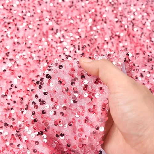 Miniatura 6 de yuboo Falda de árbol de Navidad de lentejuelas rosas de 48 pulgadas, falda de árbol de Navidad con purpurina rosa rubor para una amplia gama