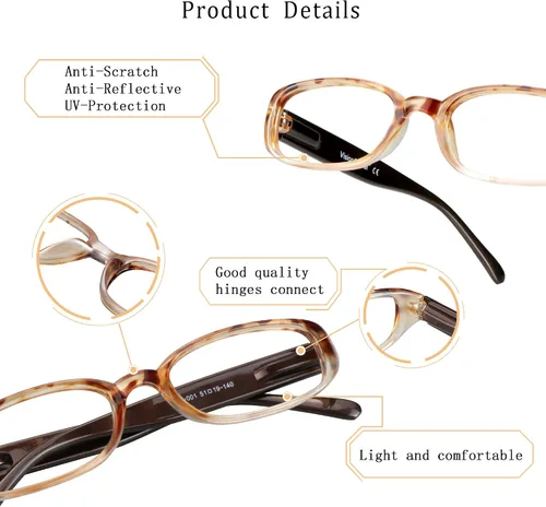Miniatura 2 de 4 pares de lentes para lectura con bloqueo de luz azul para mujeres y hombres 4key001_marrón
