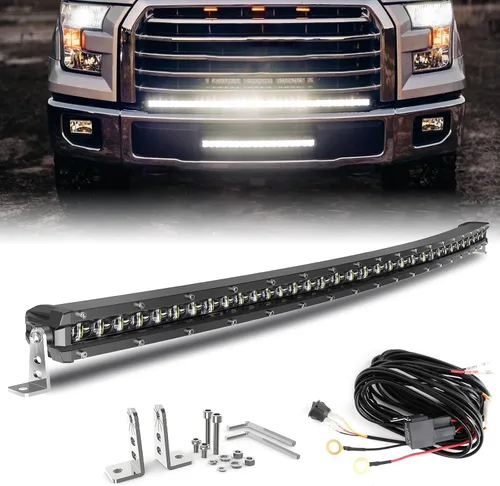 BraveWAY Barra de Luz LED Curva de 38 Pulgadas, Fila Única, para Iluminación Todo Terreno, Luz de Conducción, Combo de Haz Focal y de Amplio Rango,