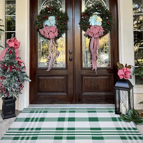 Miniatura 25 de Alfombras de Cuadros Buffalo, 2'4" x 3'7" Alfombra de Área Interior/Exterior a Cuadros Marrón y Blanco, Alfombra de Capas para Tapete de Puerta
