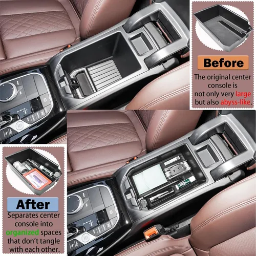 Miniatura 4 de RUNROAD Bandeja organizadora de consola central compatible con BMW X3 G01 2018-2024 y para accesorios BMW X4 G02 2019-2025, inserción de caja