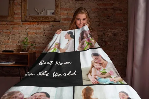 Miniatura 4 de TinyName Se envía al día siguiente, regalos personalizados para mamá, mantas personalizadas con fotos, texto, manta de vellón personalizada