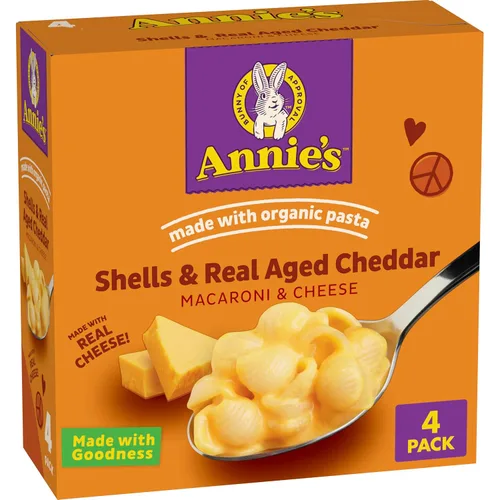 Miniatura 13 de Conchas de Annie's y Cheddar Añejo Real, hecho con pasta orgánica y queso real, 6 onzas
