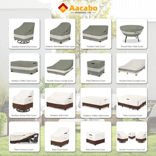 Miniatura 3 de Cubiertas para juego de muebles de patio Aacabo para 3 piezas de bistró al aire libre, cubierta impermeable 100% para muebles de exterior para 2