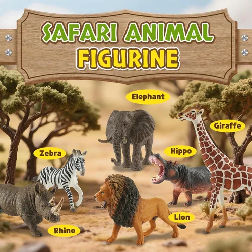 Miniatura 2 de Zippytots 6 piezas figuras de animales de safari para niños de 3-5 años figuras realistas de animales de selva de plástico vida silvestre africana