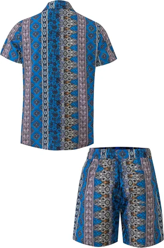 Miniatura 3 de Atwfo Camisas hawaianas para hombre, estilo casual, con botones, manga corta, pantalones cortos estampados, para verano, playa, tropical, hawaiano