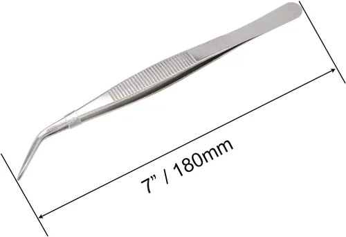 Miniatura 2 de Pinzas de acero inoxidable de 7 pulgadas con punta dentada curvada, pinzas multiusos para reparación de manualidades, paquete de 2