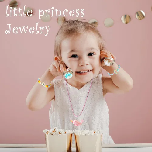 Miniatura 8 de Juego de joyas para niñas pequeñas, joyas de princesa para niñas pequeñas de 4-6 3-5, regalos para niñas de 5 años juguetes, collares de juego