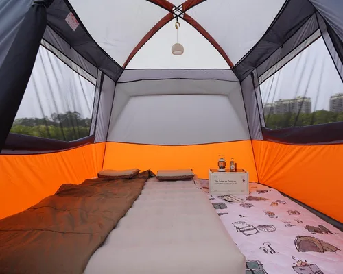 Miniatura 3 de Vidalido Tienda de campaña para 3-4 personas con 1 puerta de malla y 2 grandes ventanas de malla, tienda de campaña portátil de doble capa Naranja