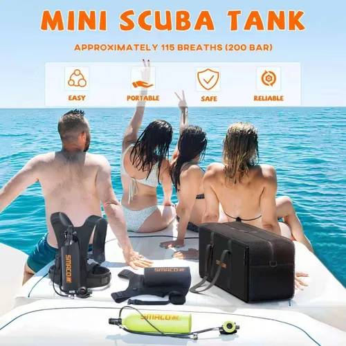 Miniatura 2 de SMACO Mini tanque de buceo 1.9L Capacidad de buceo Tanque de oxígeno hasta 30 minutos Respiración subacuática Pequeño Tanque de Buceo Kit con Caja