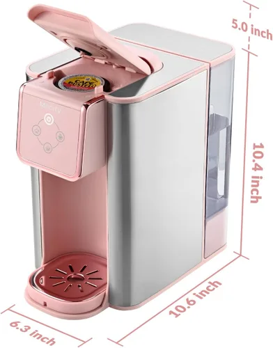 Miniatura 8 de Mecity Cafetera Rosa 3 en 1 Máquina de Café de Una Sola Porción, Para Cápsulas de Café de Fondo Plano, Café Molido, Taza de 6 a 10 Onzas, Depósito