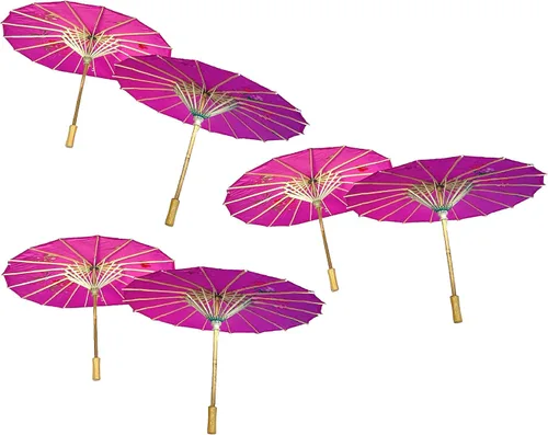 Miniatura 3 de TJ Global Pack de 6 sombrillas japonesas chinas de 22.0 in para bodas, fotografías, disfraces, cosplay, decoración y otros eventos, 6 paraguas