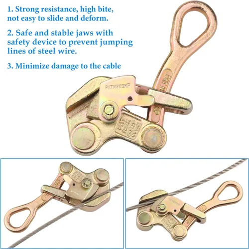 Miniatura 5 de 2 tiradores de alambre de acero con agarre de cable de 1 tonelada - 2210 libras de tracción de cable de carga herramienta para cuerda de alambre