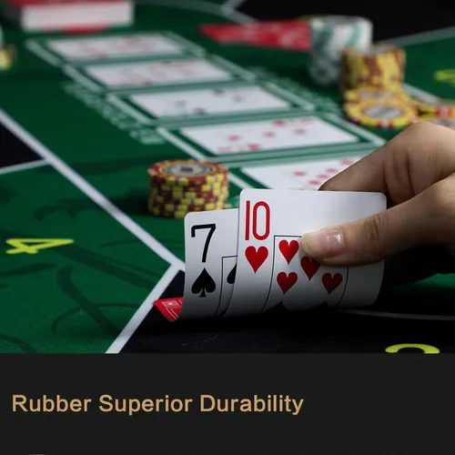 Miniatura 4 de Tapete de póquer Texas Hold'Em de 71 x 36 pulgadas, portátil, de goma, impermeable, reducción de ruido, adecuado para cualquier juego de mesa, bolsa
